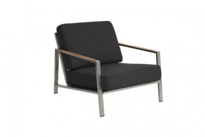 Naos lænestol med pude - rustfrit/sort i gruppen Udendørs møbler / Loungemøbler / Loungemoduler / Lænestole - Loungemoduler hos Sommarboden i Höllviken AB (8611-81)