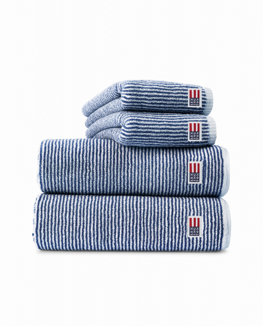 Håndklæder, flere størrelser - white/navy striped