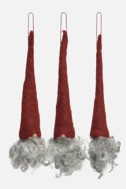 Grankvist Santa, 3 -pack - rød/grå