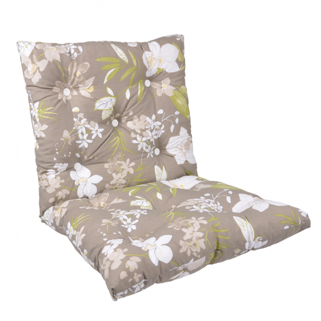 Lavfoldet pude, flok - beige botanisk
