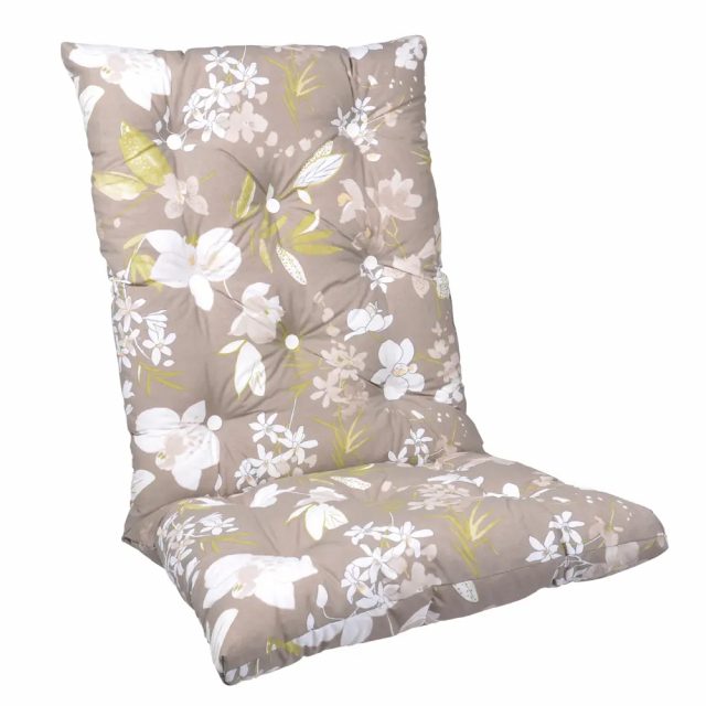 Højfoldet pude, flok - beige botanisk