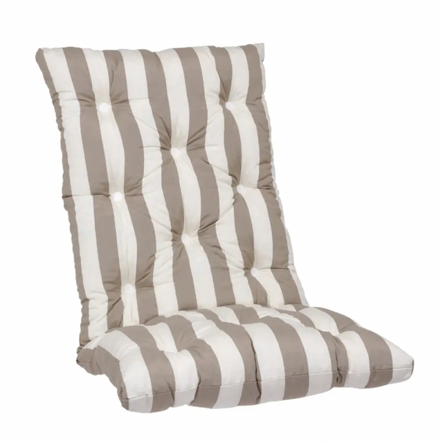 Højfoldet pude, flok - taupe stribe