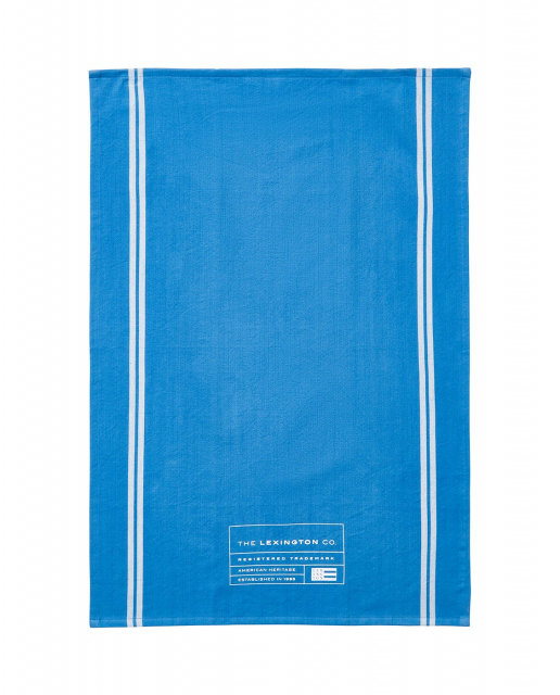 Økologisk hør/bomuld kökshandduk - blå/hvid