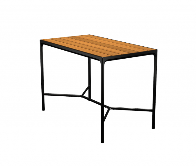 Fire barbord, 90x160 cm - bambus/sort