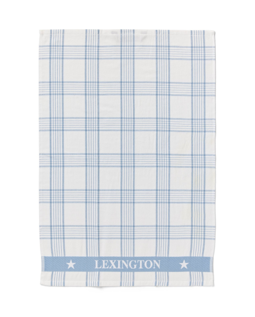 Checked Terry viskestykke - hvid/blå