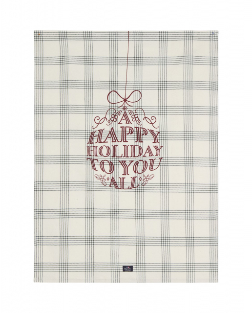 Happy Holiday køkkenhåndklæde - hvid/grøn
