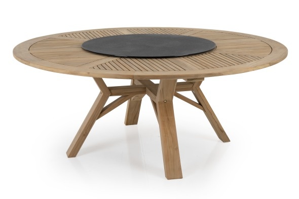 Cirkus spisebord ø 180 H73 cm inklusive servering af bakke superstone - natur teak