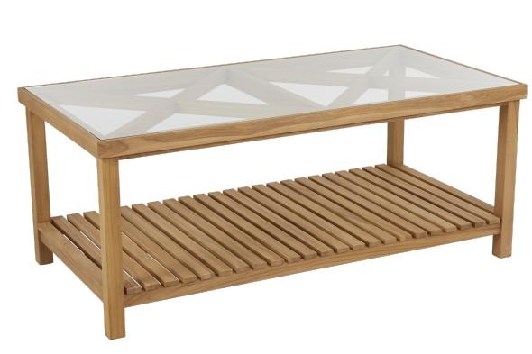 Hot sofabord 135x70 H55 cm - teak/glas