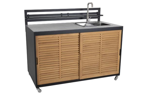Fornax udendørs køkken med vask/kran - sort/teak