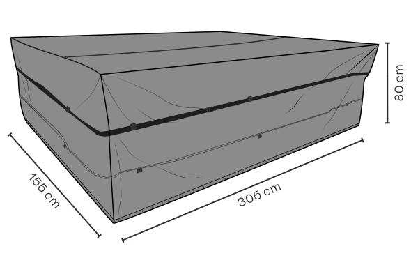 Møbelbetræk spisegruppe 305x155x80 cm, åndbar - sort