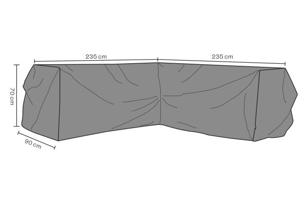 Hörnsoffskydd Belfort/Rana 235/235x90x70 cm, andas - sort