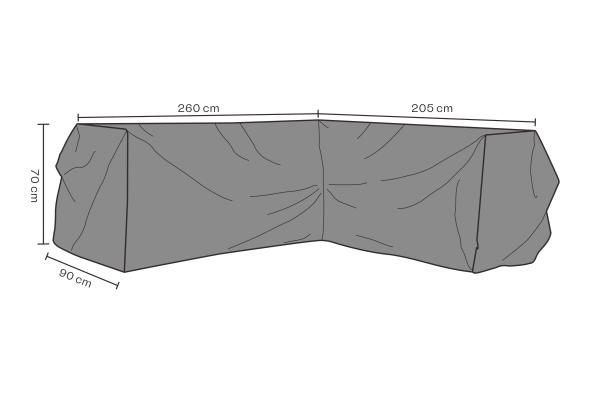 Hjørnesofabetræk Rana/Soho L205/R260x90x70 cm, åndbar - sort
