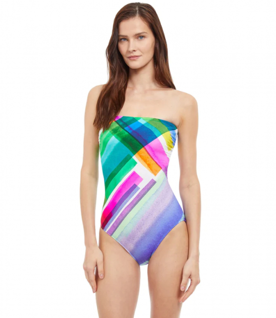 Diagonal Dreams bandeau badedragt - multi