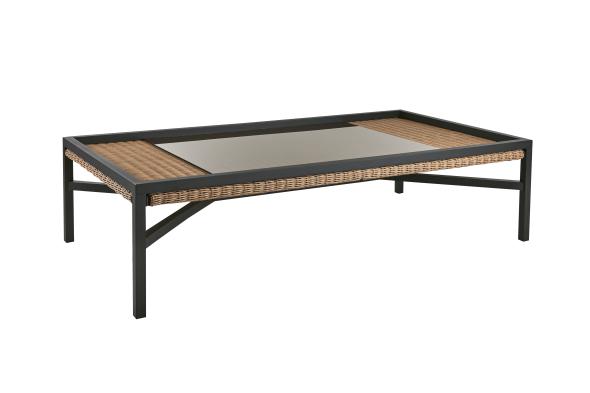 Shell sofabord 150x80 H38 cm - mat antracit/natur