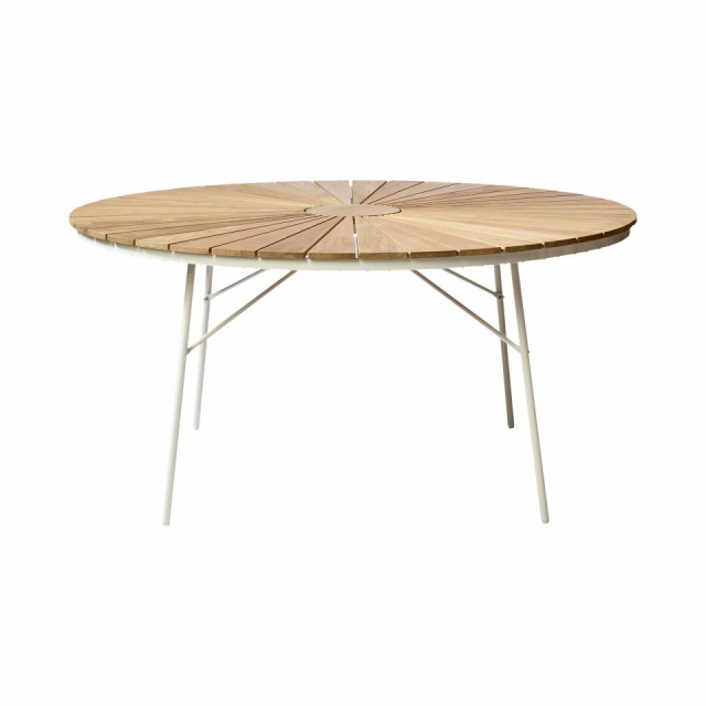 Ellen havebord Ø 150 cm - hvid/teak