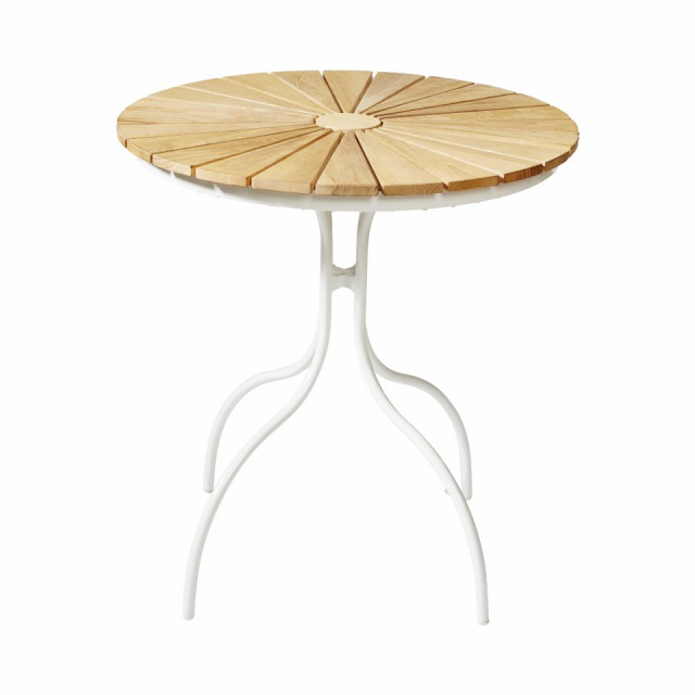 Ellen cafébord Ø 80 H74 cm  - hvid/teak