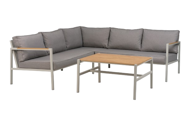 Cap hjørnesofa Lille inkl. bord - lysegrå/grå hynde