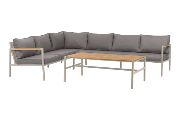 Cap hjørnesofa Stor inkl. bord - lysegrå/grå hynde