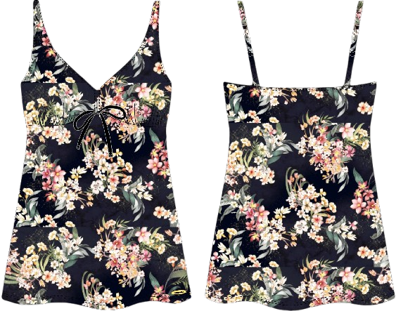 Anna tankini top - sort/multi