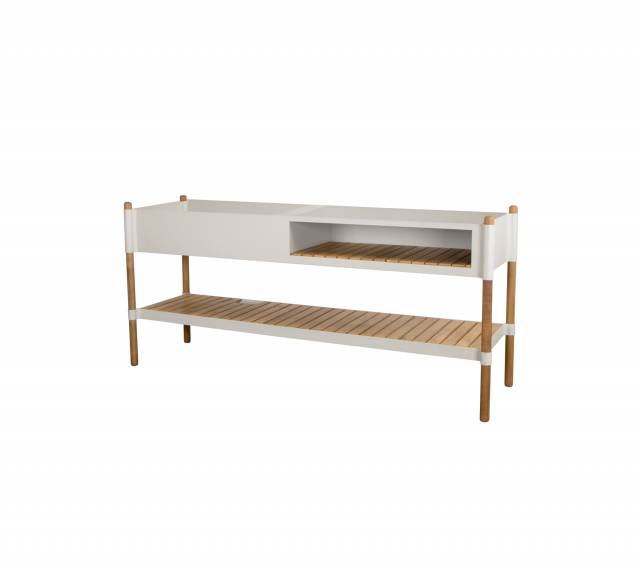 Stcks køkkenmodul m/teakhylla, ekskl plade - sand/teak