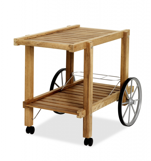 Serveringsvogn m hjul - teak