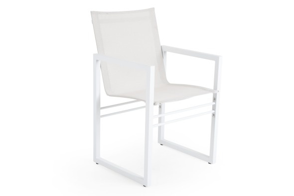 Vevi Karmstol - White/Offwhite Textilene