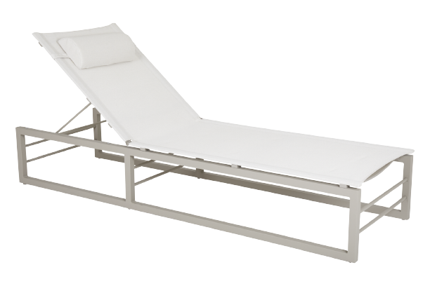 Vevi Vilsäng Foldbar - Khaki/Offwhite Textilene