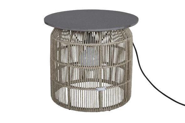 Pamir sidebord Ø 50 H45 cm - Beige/mørkegrå sten