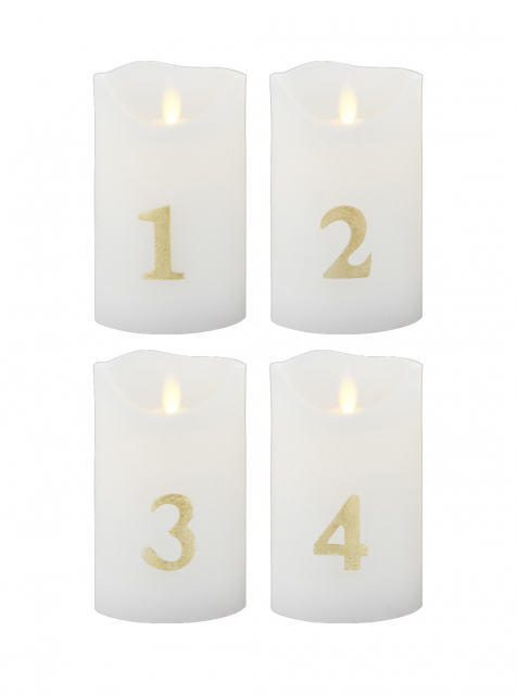 Sara Advent Lights, 4 Pack - White/Gold