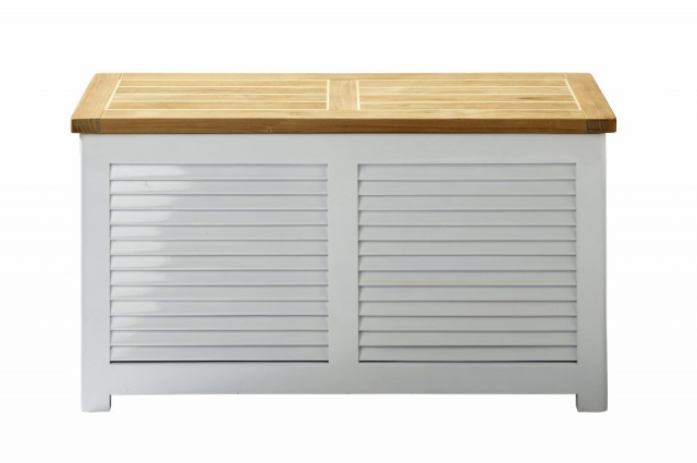 Classic opbevaringsbænk 90x30 H48 cm - hvid/teak