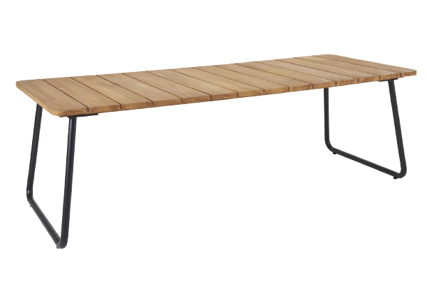 Nul spisebord 225x90 H73 cm - sort/teak