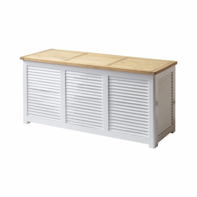 Classic opbevaringsbænk 130x50 H60 cm  - hvid/teak