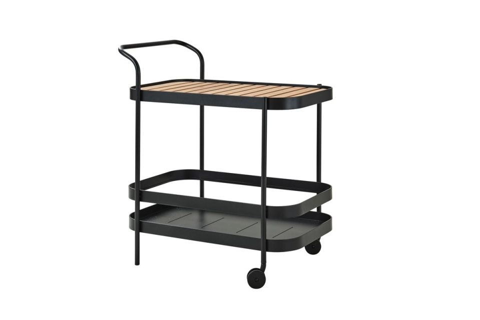 Roll serveringsvagn inkl teak bricka - lava grey