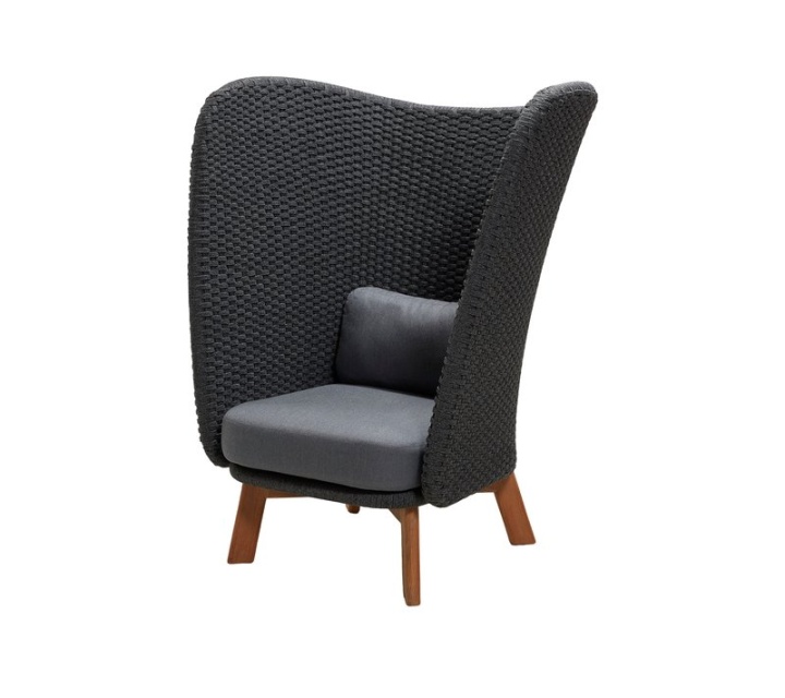 Peacock Wing highback lænestol - dark grey/teak