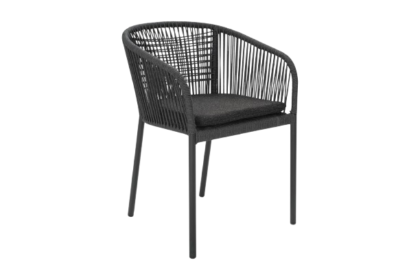 Delta lænestol - sort/skifer reb/bamse sort hynde