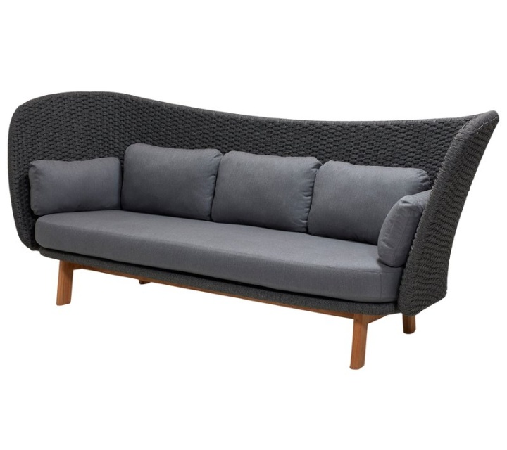 Peacock Wing 3-sits soffa - dark grey/teak