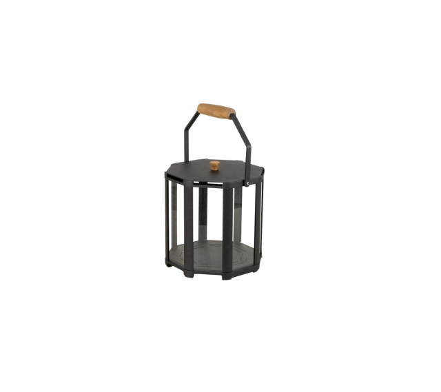 Lightlux lykta m/teak handtag mini - lava grey