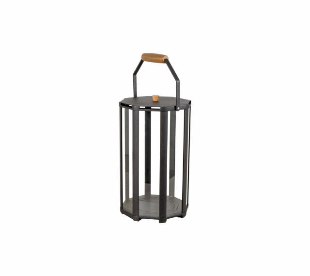 Lightlux lykta m/teak handtag liten - lava grey