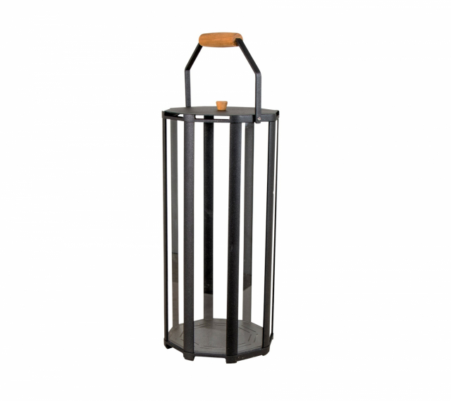 Lightlux lykta m/teak hank stor - lava grey