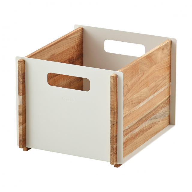 Box opbevaringsboks - teak/white