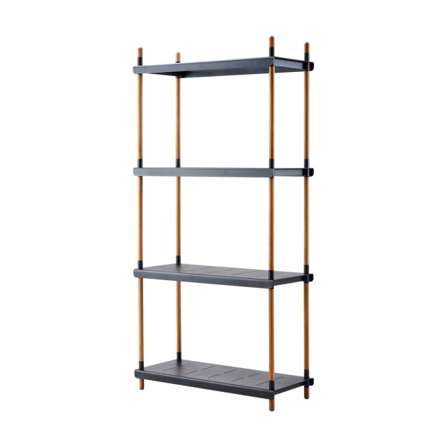 Frame hyllsystem komplett basenhet - teak/lava grey