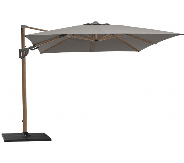 Hyde luxe tilt parasol 3x3 m - træ look pol/taupe