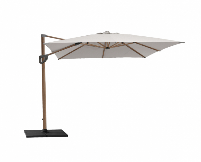 Hyde luxe hanging parasol 3x4 m - Wood look pol/dusty white