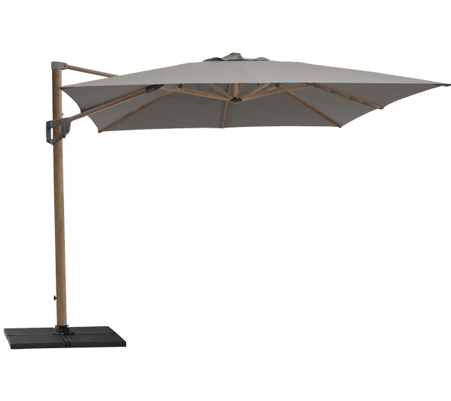 Hyde luxe hanging parasol 3x4 m - træ look pol/taupe