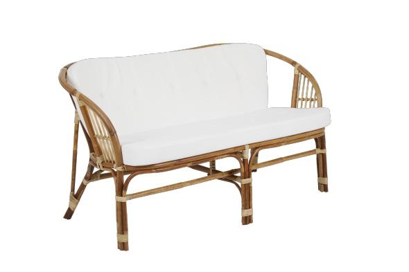 Astrakan 2-personers sofa med pude - rattan/offwhite