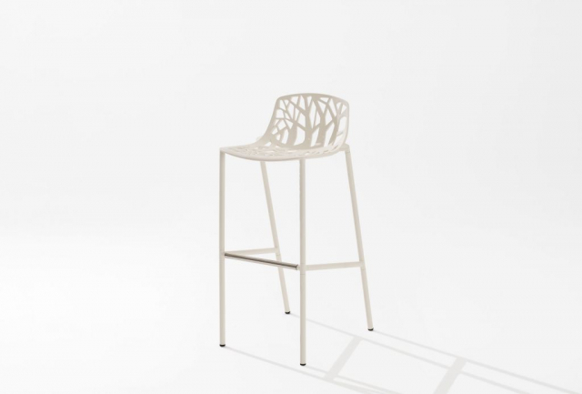 Skov barstol høj sh 78 cm lav ryg - hvid