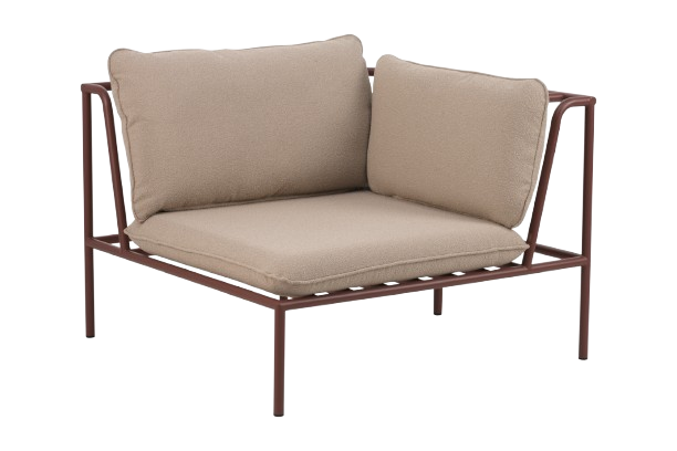 Collier hjørnedel - zinrød/teddy beige hynde