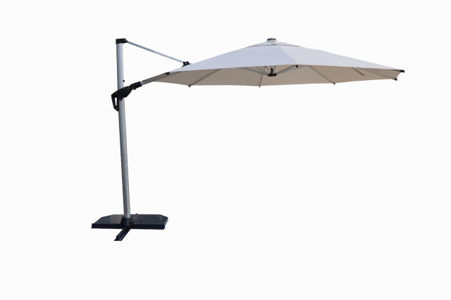 Robelina LED frithængende parasol Ø 3 m - sølv/beige