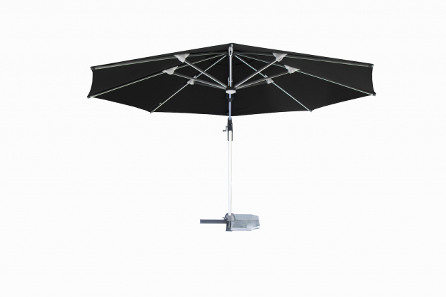 Robelina LED frithængende parasol Ø 3,5 m - sølv/sort