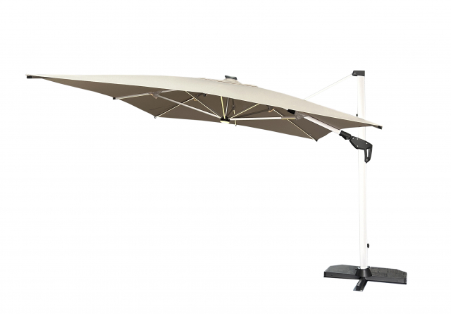 Robelina LED frithængende parasol 3x4 m- sølv/beige
